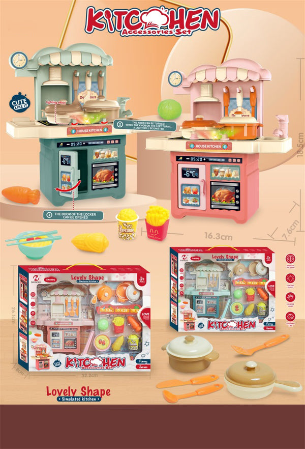 Mini Kitchen Cooking Playset for Kids – Pretend Chef Set with Utensils & Food Accessories | 52 cm