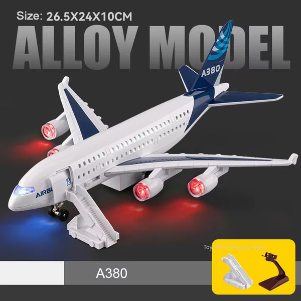 Airbus A380 Die-Cast Toy Airplane for Kids – Lights & Sound | Pull-Back Metal Model 26.8cm