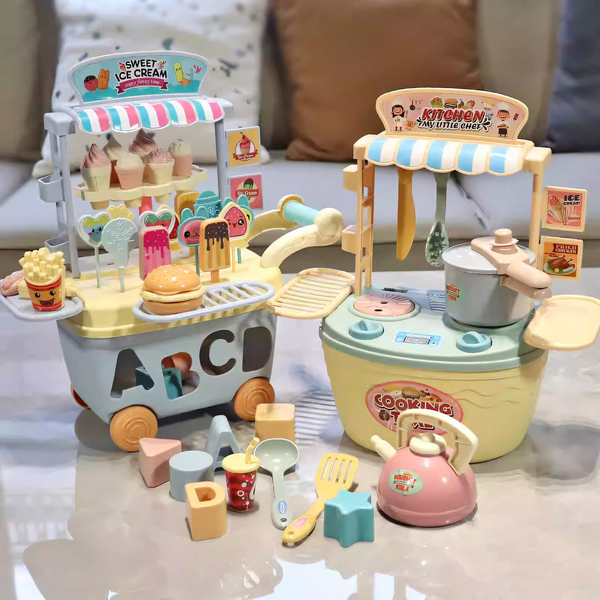 Mini Ice Cream Cart Playset for Kids – Dessert Shop Toy with Accessories | Pretend Play Set 19 cm