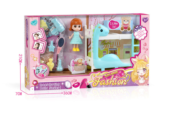 Fashion Doll Vanity Playset – Beauty Salon Toy with Mirror & Accessories | Pretend Play Set 36 cm