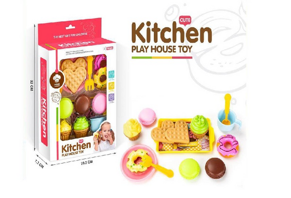 Mini Kitchen Dessert Playset for Kids – Pretend Tea & Pastry Set | Play House Toy 20 cm