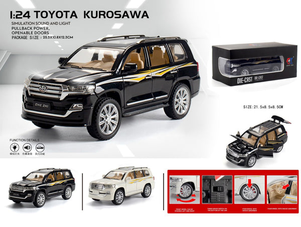 1:24 Toyota Kurosawa Die-Cast SUV Toy Car – Lights, Sound & Pull-Back Action | Premium Metal Model 25 cm